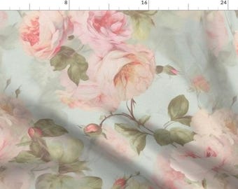 Watercolor Fabric - Vintage Rose by maria_marinova - Roses Botanical Cabbage Rose Vintage Large Scale Fabric by the Yard by Spoonflower