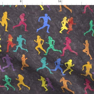 Panel Fabric - Runners Dark Grey by jvclawrence - Triathlon Batik Quilt Athletic Olympics Running Fabric by the Yard by Spoonflower