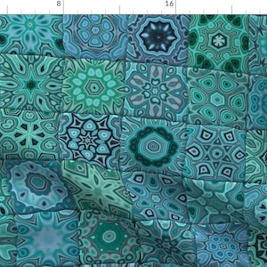 Quilt Fabric - Quilt Floral - Turquoise By Bonnie Phantasm - Quilt Turquoise Floral Modern Home Cotton Fabric By The Yard With Spoonflower