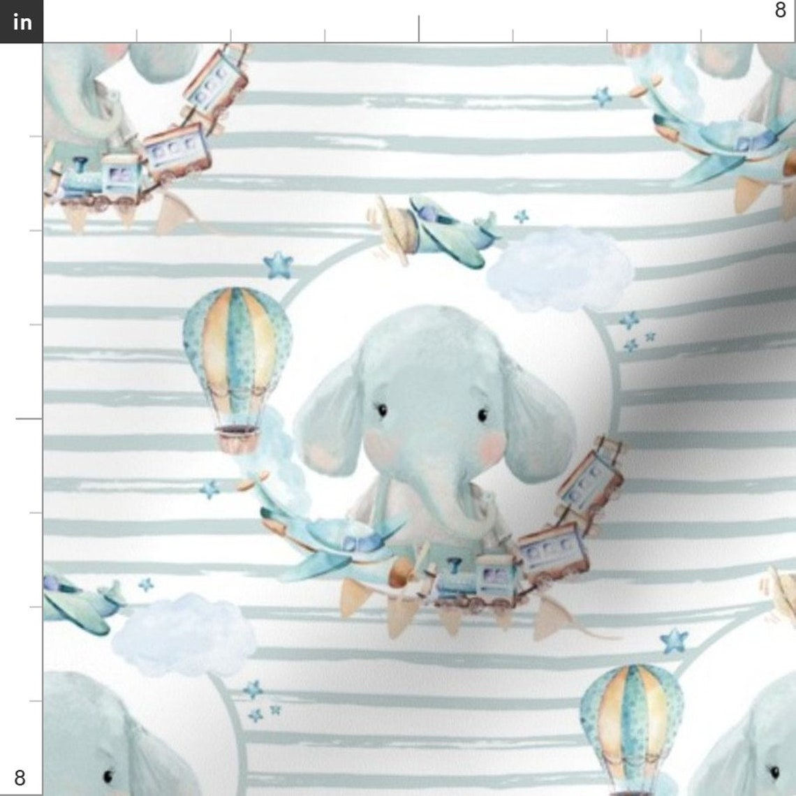 Elephant Nursery Fabric 8 Baby Boy Elephant With Toys Etsy