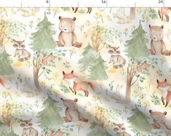Autumn Woodland Fabric - Woodland Animals - Baby Animals Nursery Background By Utart - Autumn Cotton Fabric By The Yard With Spoonflower