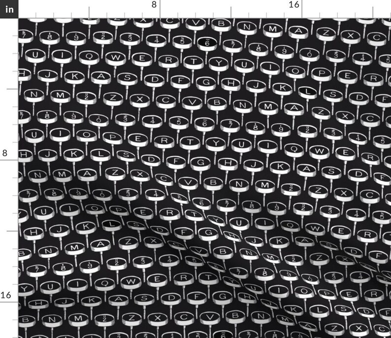 Black and White Typewriter Keys Fabric Infinite Typewriter Etsy