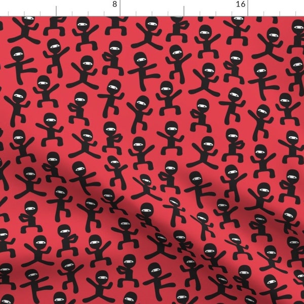 Ninjas on Red Fabric - Ninjas Red By Littlearrowdesign - Ninjas Nursery and Home Decor Cotton Fabric By The Yard With Spoonflower