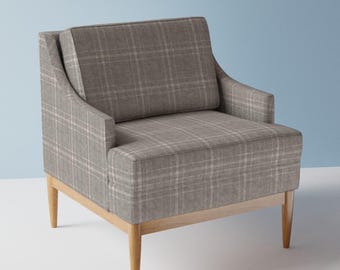 Grey Tartan Upholstery Fabric- Grey Plaid by sugarpinedesign -  Farmhouse Academia Grey Plaid Neutral  Fabric By The Yard With Spoonflower