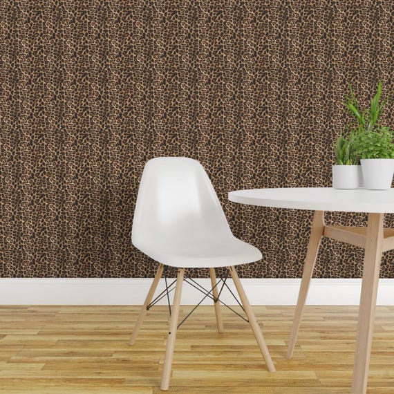 Cheetah Peel and Stick Wallpaper - Leopard Organic Knit Eco Friendly Brown Safari - Removable Wall Decor Art - Cheetah Leopard by parisbebe
