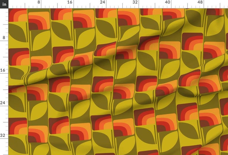 Retro Fabric - Retro Geometric Florals by carol_freire_art - Geometric Florals Abstract Modern Mcm 70s Fabric by the Yard by Spoonflower image 2
