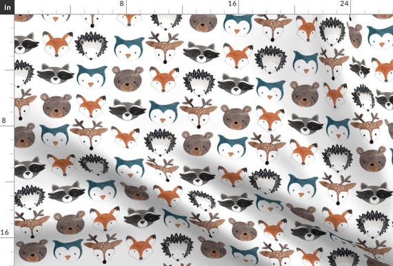 Forest Animal Fabric - Woodland Creatures By Bluebirdcoop - Gender Neutral Nursery Decor Cotton Fabric By The Yard With Spoonflower