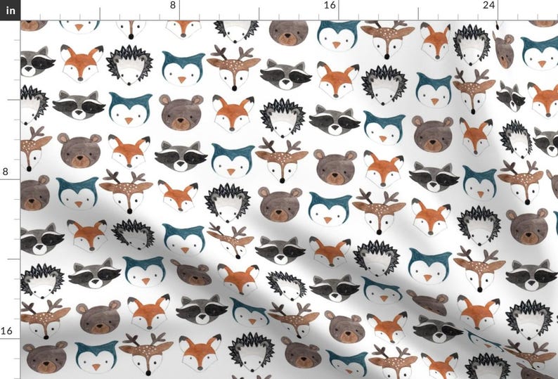Forest Animal Fabric - Woodland Creatures By Bluebirdcoop - Gender Neutral Nursery Decor Cotton Fabric By The Yard With Spoonflower image 1