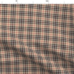 Tan Fabric - Southdown Tartan by weavingmajor -  Black White Plaid Red Beige Tartan Scottish Southdown Fabric by the Yard by Spoonflower