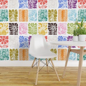 Papel pintado floral colorido autoadhesivo - Azulejos con estampado botánico Mcm - Decoración de pared removible - Bloom Blocks de valentinaharper