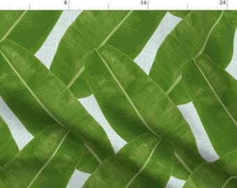 Green Banana Leaf Fabric - Banana Cabana By Littlerhodydesign - Botanical Tropical Leaf Decor Cotton Fabric By The Yard With Spoonflower