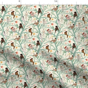 Women Fabric - Women In Trees - Smallest (Masks) By Dasbrooklyn - Femininity Modern Botanical Cotton Fabric By The Yard With Spoonflower