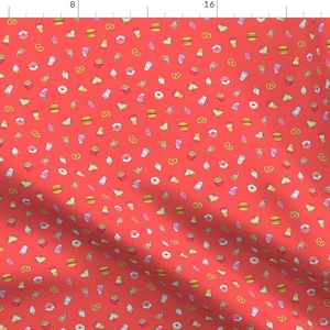 Kawaii Junk Food Fabric - Fast Food By Stolenpencil - Cute Food Beer Burgers Pizza Donut Fries Cotton Fabric By The Yard With Spoonflower
