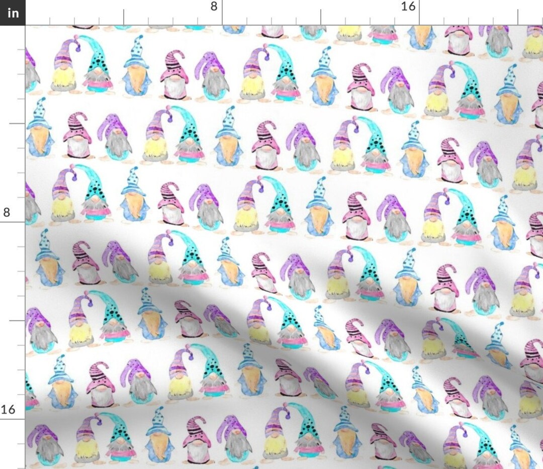 Whimsical Gnomes Fabric Pastel Gnomes by Rumpledfoxes Etsy