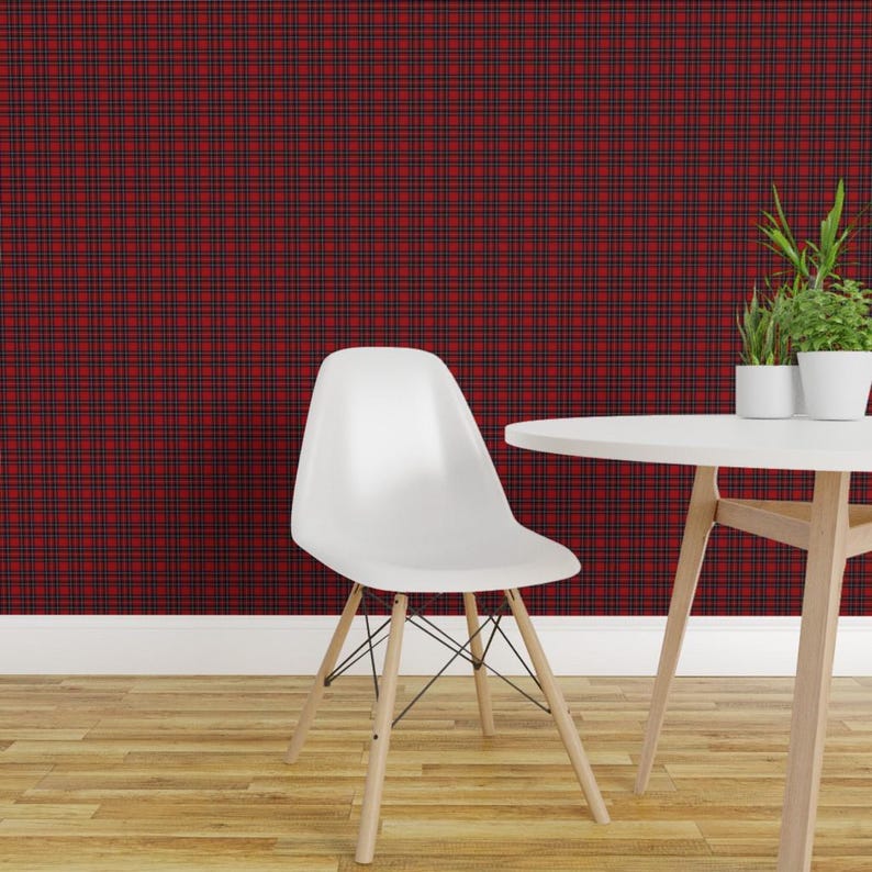 Scottish Wallpaper - Plaid Tartan By Lilyoake - Scottish Highlands Custom Printed Removable Self Adhesive Wallpaper Roll by Spoonflower image 1