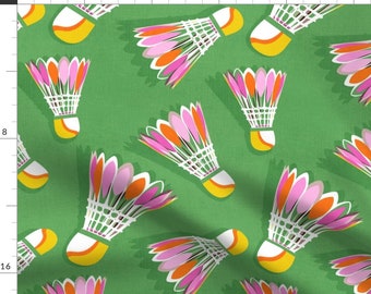 Pop Art Birdie Fabric - Badminton Birdie by dominique_vari - Badminton Preppy Shuttlecock Retro Sporty Fun Fabric by the Yard by Spoonflower