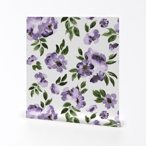 Purple Flowers Wallpaper - Ultra Violet Flowers Large By Northeighty - Custom Printed Removable Self Adhesive Wallpaper Roll by Spoonflower