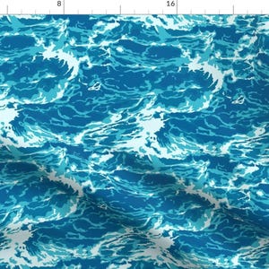 Ocean Waves Fabric - Ocean Waves By Nethery - Ocean Blue Abstract Sea Nautical Water Cotton Fabric By The Yard With Spoonflower