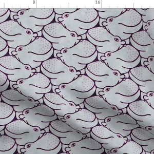 Hippopotamus Fabric - Heads Up Hippos! Grey By Hippopottermiss - Cute Animal Hippo Jungle Nursery Cotton Fabric By The Yard With Spoonflower