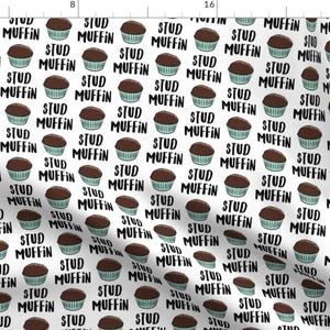 Stud Muffin Fabric - Stud Muffin - Valentines Day - Chocolate Muffins On White By Littlearrowdesign - Stud Muffin Fabric With Spoonflower