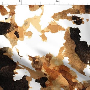 Cattle Brown Watercolor Abstract Fabric - Wild Thing Shorthorn By Spellstone - Cattle Hide Cotton Fabric By The Yard With Spoonflower