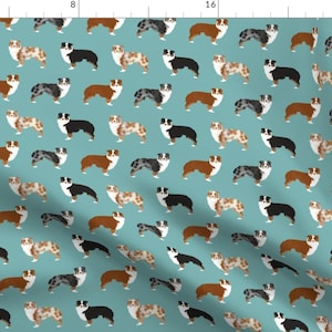 Australian Shepherds Fabric - Australian Shepherds Blue Merle Red Merle Aussie By Petfriendly - Cotton Fabric By The Yard With Spoonflower