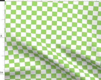 80s Checkered Fabric - Apple Green Checker by 3rittanylane - Lime Green Neon Bright Checkers Fabric by the Yard by Spoonflower