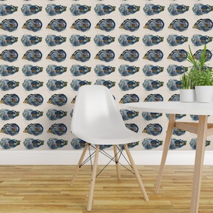 Coastal Wallpaper- Oysters In A Row - 6.35 Inches By Cityette - Beige Blue New England Removable Self Adhesive Wallpaper Roll by Spoonflower image 1