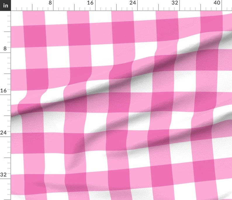 Geometric Fabric Large Buffalo Check in Bright Pink by - Etsy