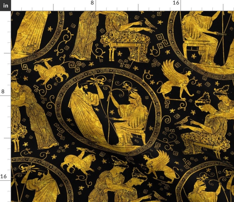 Greek Fabric Greekart by Gaiamarfurt Greece Grecian Etsy