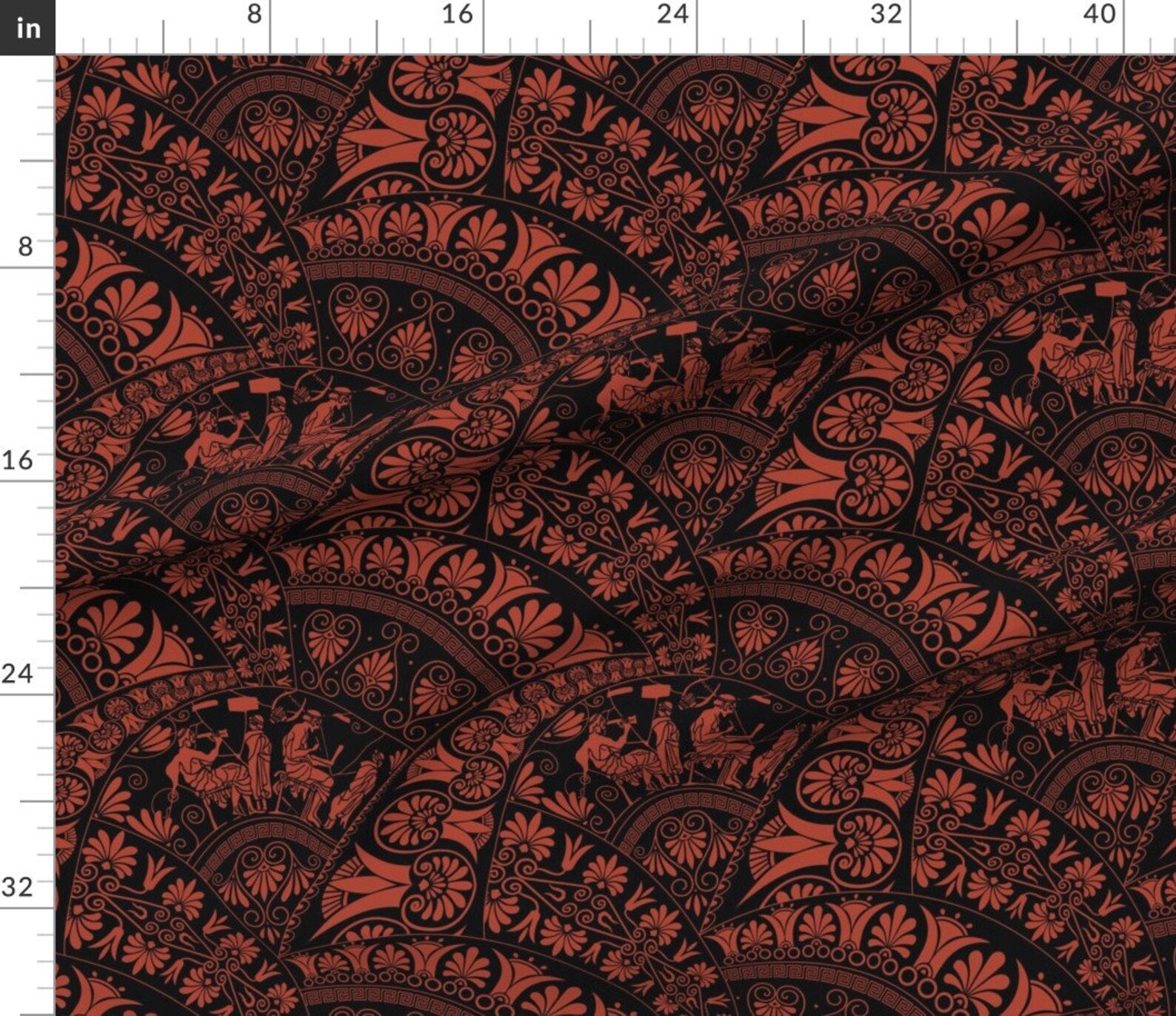 Greece Fabric Greek Art by Olgart Greece Red Black Ancient Etsy