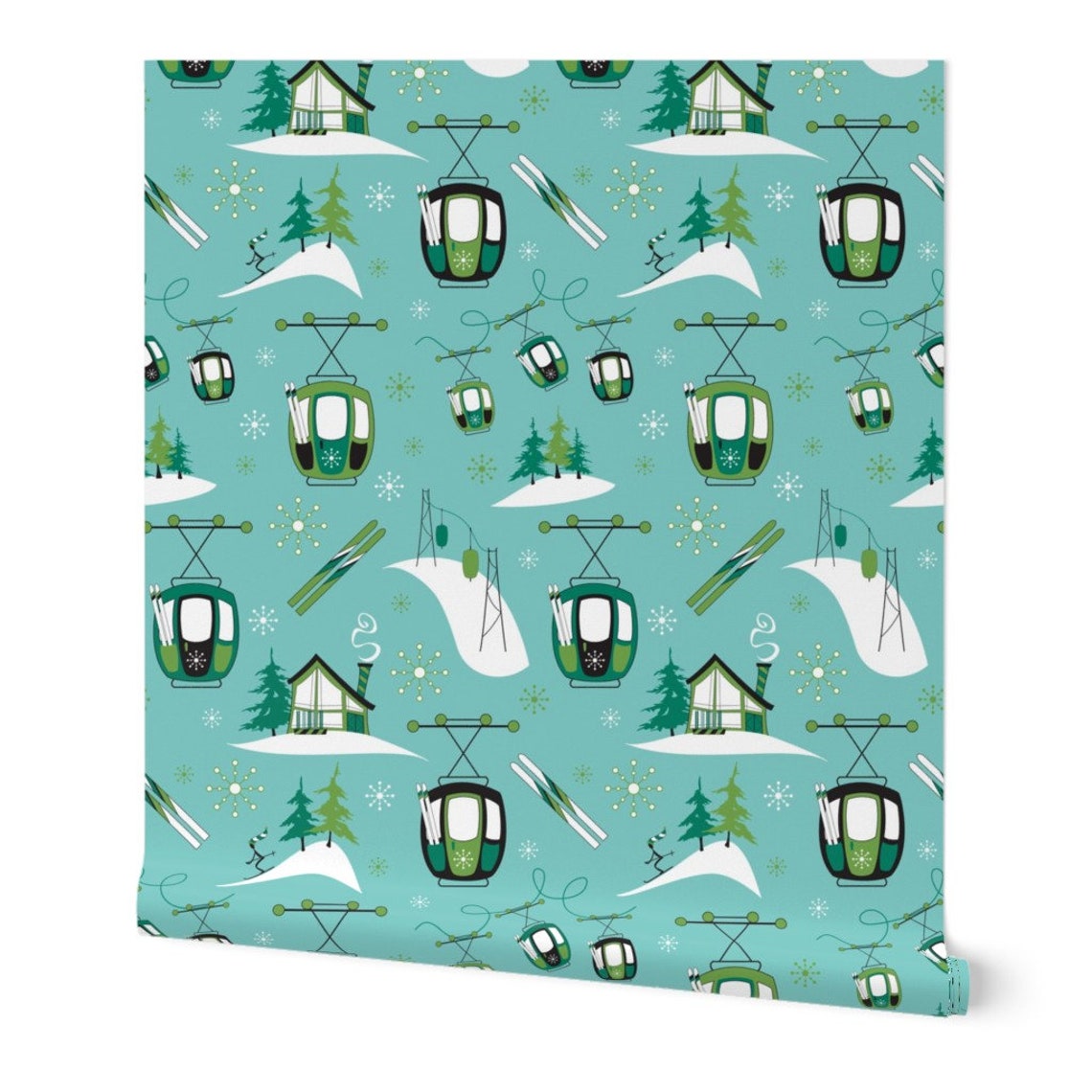 Ski Wallpaper Vintage Ski Gondolas by Brendazapotosky Ski | Etsy