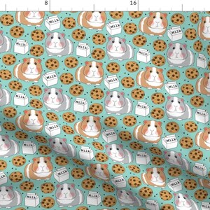Guinea Pig Fabric - Guinea-Pigs-With-Milk-And-Cookies By Lilcubby - Snacks Animals Cute Choc Chip Cotton Fabric By The Yard With Spoonflower