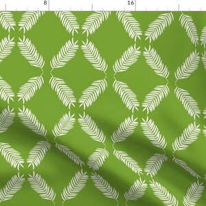 Green Palm Beach Fabric - Florida Palm Feather Greens By Babyancestree - Summer Palm Beach Cotton Fabric By The Yard With Spoonflower