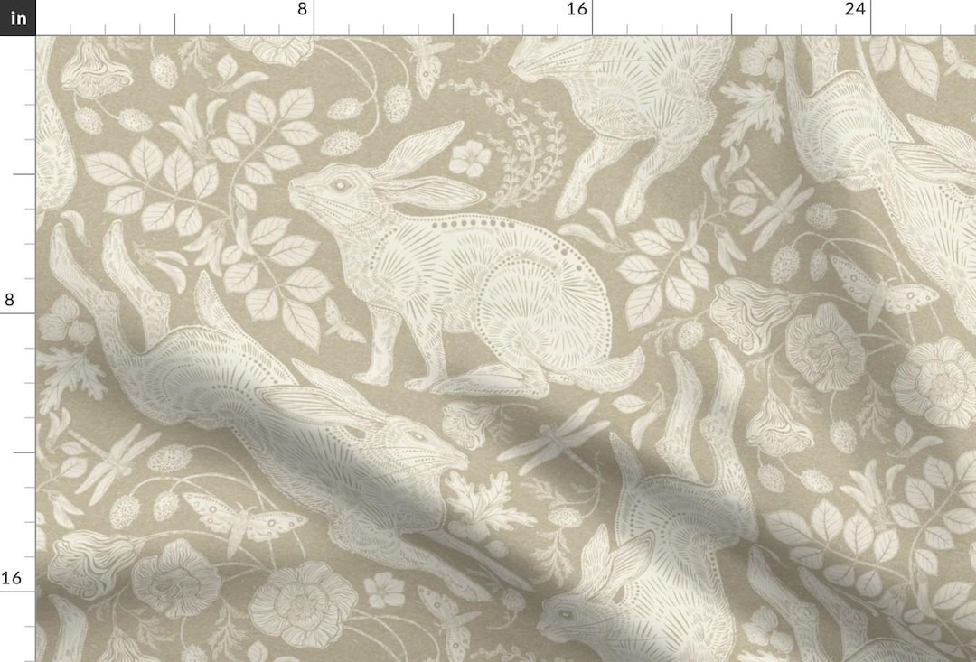 Neutral Rabbit Stuff For Rabbits Neutral Rabbits Fabric - Ivory Rabbit by Silver_steer_design - Woodland ...