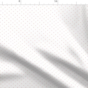 Pink Polka Dots On White Fabric - Pink Polka Dots On White Background By Shopcabin - Polka Dots Cotton Fabric By The Yard With Spoonflower