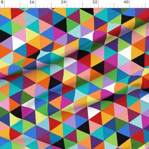 Geometric Fabric - Colorful Geometric Triangle Cheater Quilt Pattern By Joycekuan - Geometric Cotton Fabric By The Yard With Spoonflower image 2