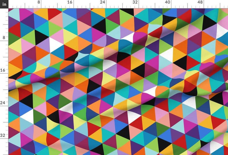Geometric Fabric - Colorful Geometric Triangle Cheater Quilt Pattern By Joycekuan - Geometric Cotton Fabric By The Yard With Spoonflower image 2