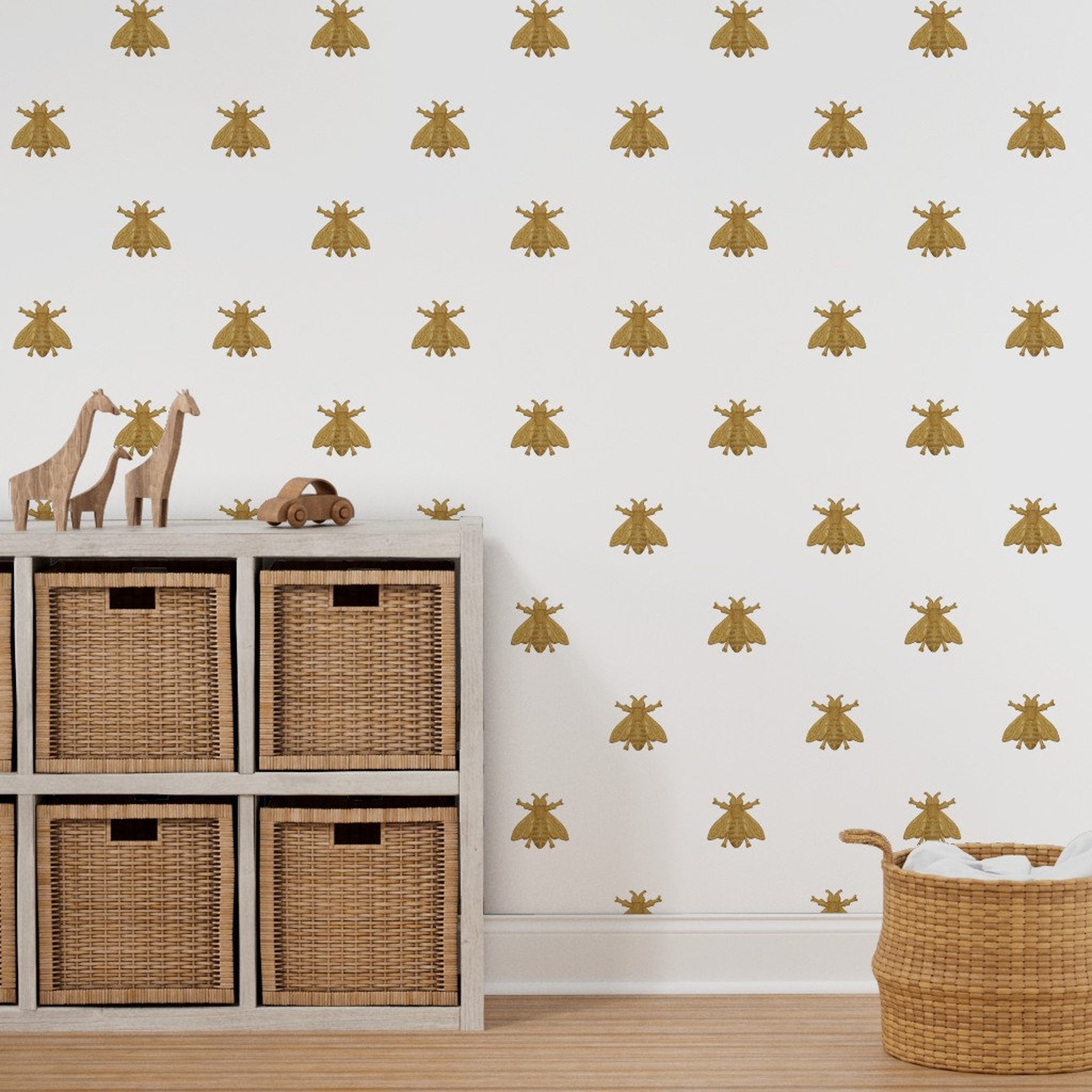 Gold Bee Wallpaper Napoleonic Bees Faux Gilt White by Etsy