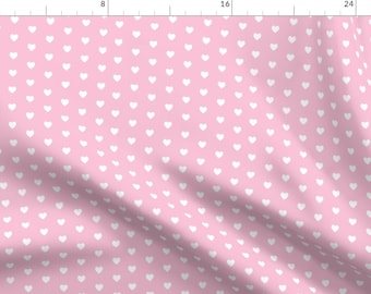 Baby Girl Fabric - Tiny White Hearts by gingerlous - Hearts Pink Valentines Small Heart Newborn Nursery  Fabric by the Yard by Spoonflower