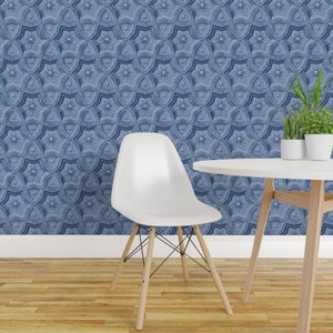 Vintage Blue Wallpaper 1888 Renaissance by adrienne_donovan_design Renaissance Hexagon Removable Peel and Stick Wallpaper by Spoonflower image 3