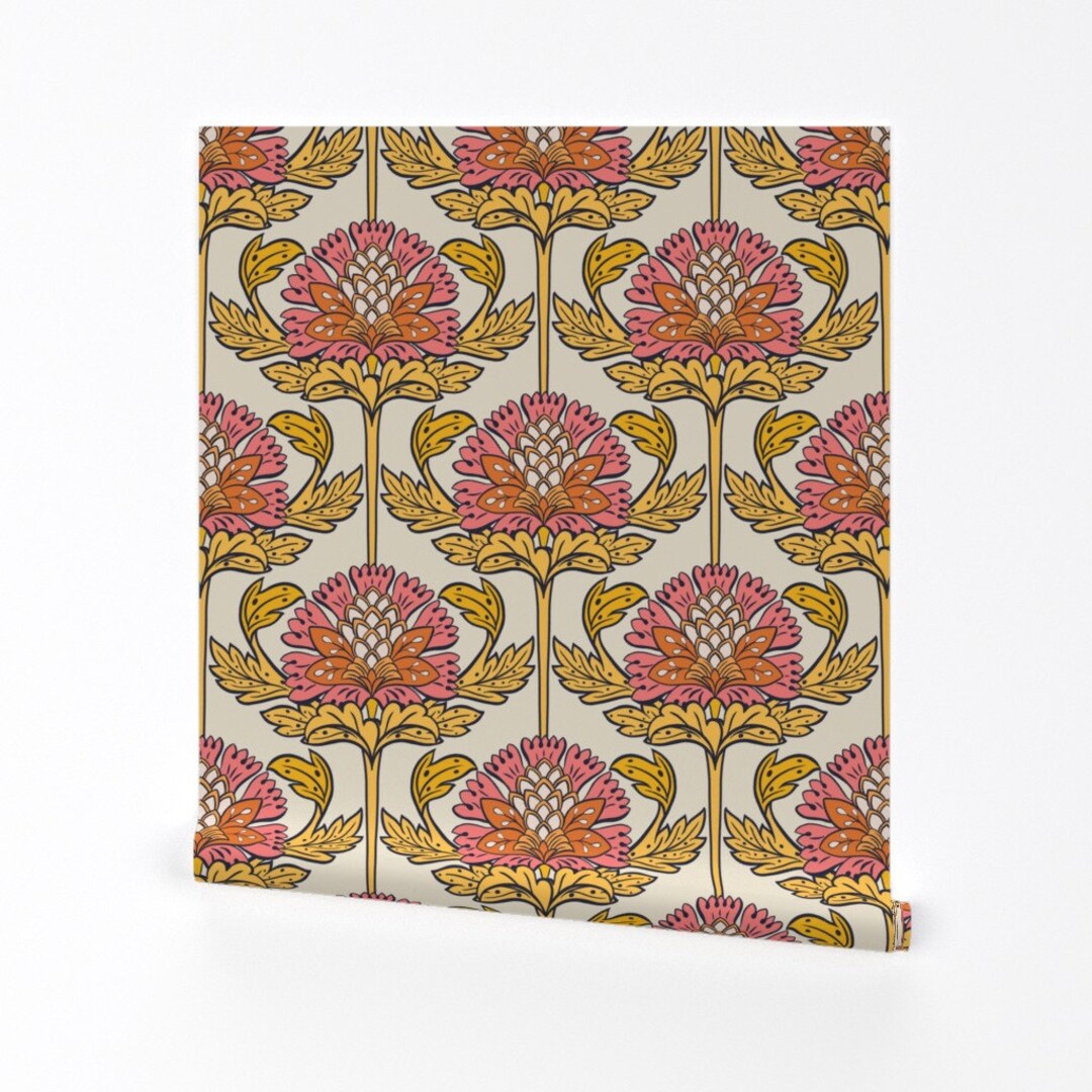 Art Nouveau Damask Wallpaper Vintage Bloom by Gargipanwar Vintage