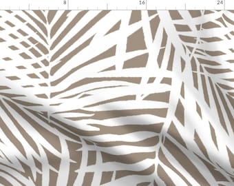 Tropical Palm Fabric - Neutral Palm Fronds by danika_herrick - Coastal Watercolor Summer Resort Beach Fabric by the Yard by Spoonflower