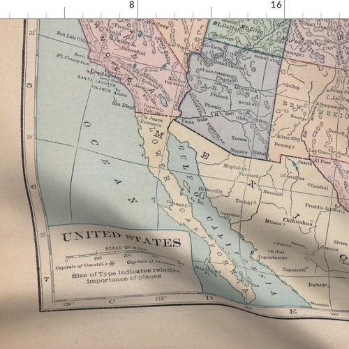 Vintage Fabric Vintage Map of United - Il 500x500.3917606068 Ffty 
