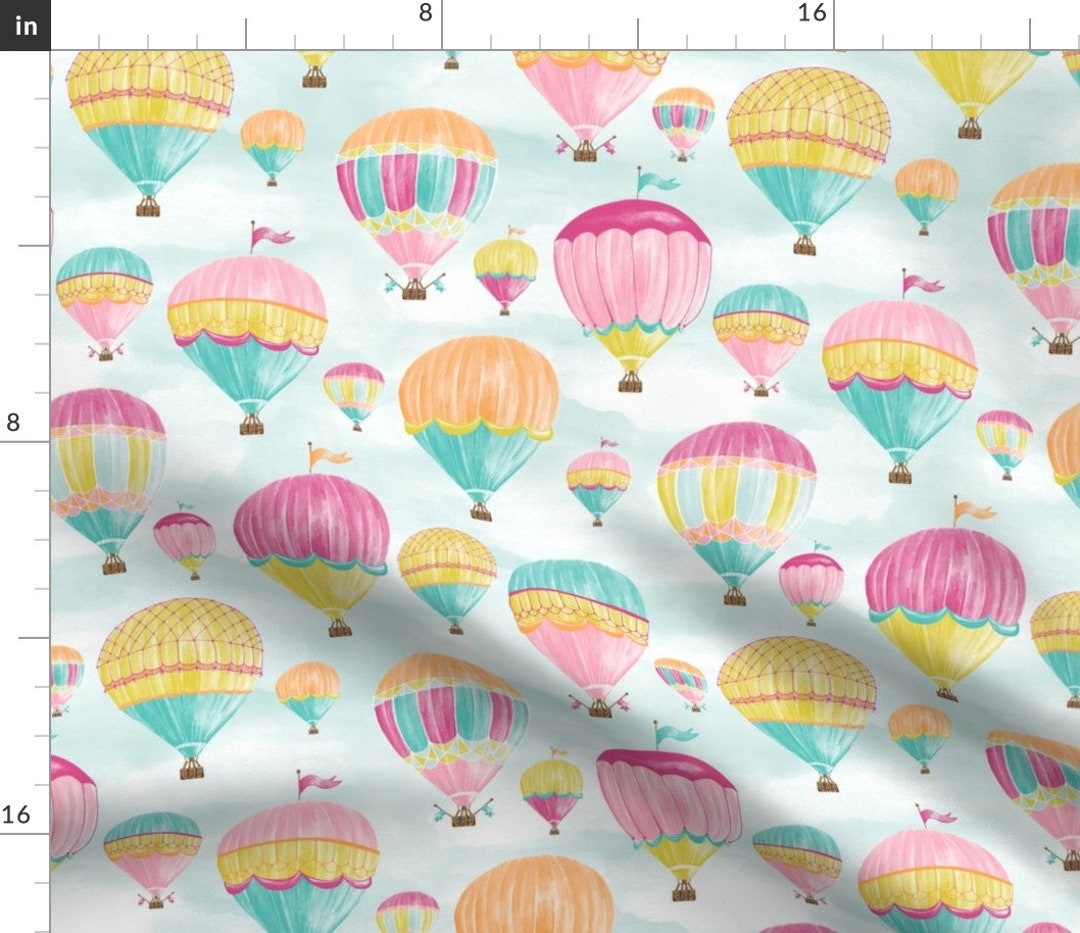 Hot Air Balloon Fabric Hot Air Balloons by Jillbyers Hot Air Balloon Modern Nursery Decor Cotton
