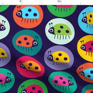 Ladybug Fabric - Spot The Big Bug By Spellstone - Ladybug Insect Bug Rainbow Kids Cute Cotton Fabric By The Yard With Spoonflower