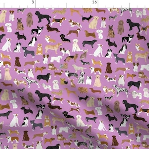 Purple Dog Fabric - Cute Dog Purple Breed Person Dog Lovers Dog Quilting By Petfriendly - Cotton Fabric By The Yard With Spoonflower