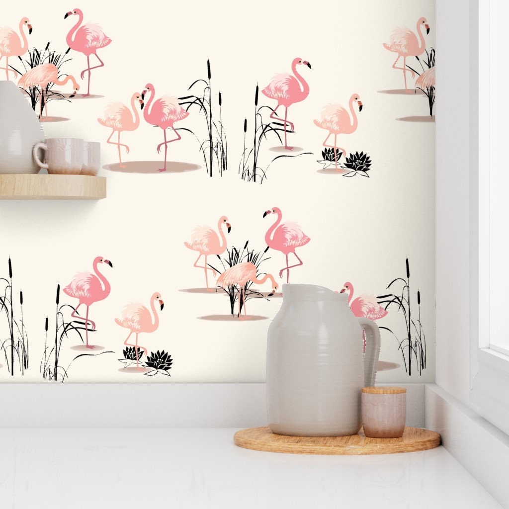 Flamingos Wallpaper Vintage Flamingo Glam by Ladywendolyn - Etsy