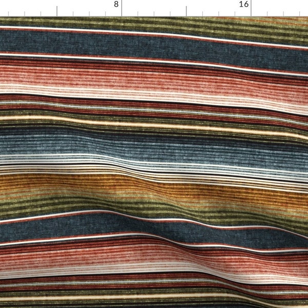 Southwest Desert Fabric - Serape Stripe by littlearrowdesign - Earth Tones Distressed Look Southwestern Fabric by the Yard by Spoonflower