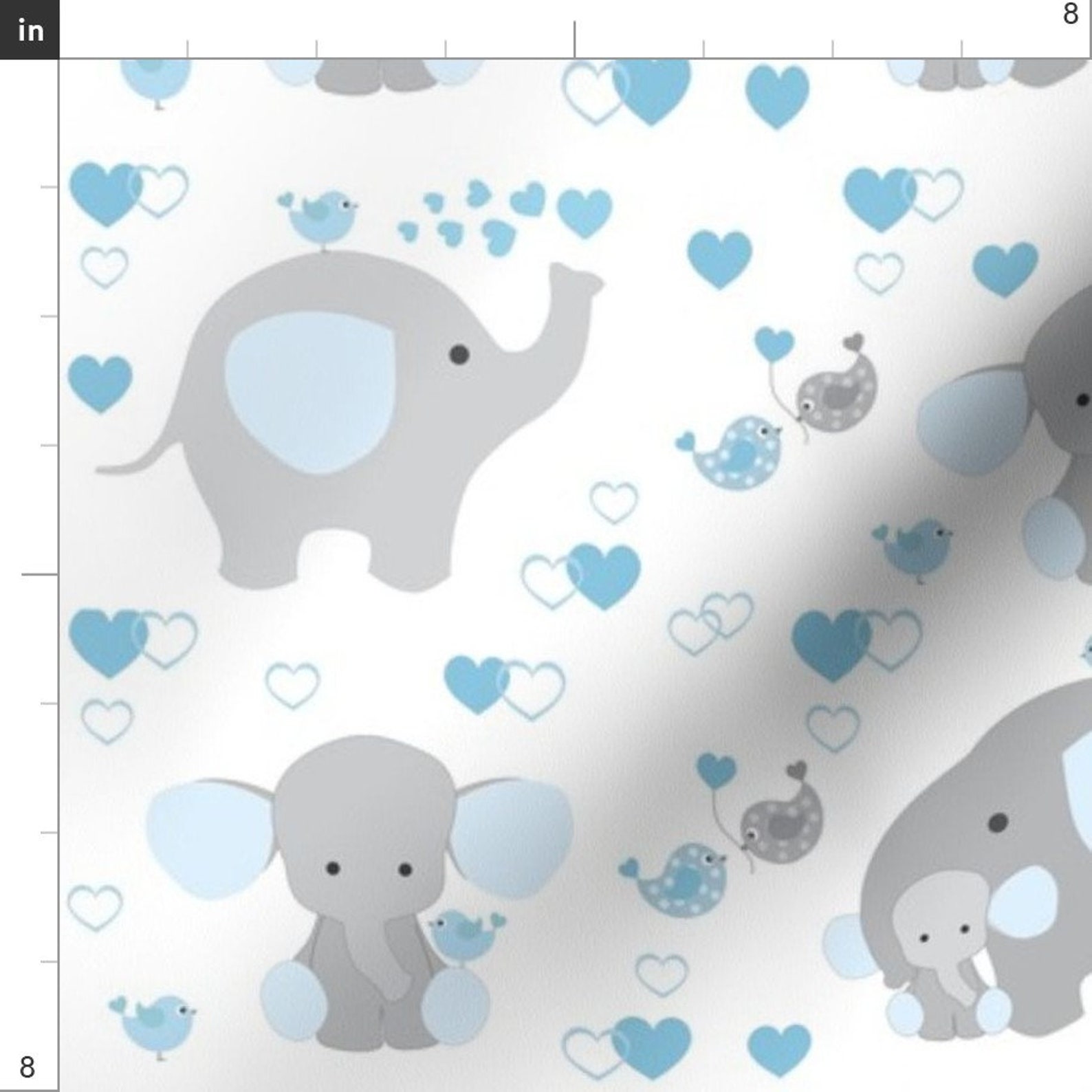 Elephant Nursery Fabric Blue Elephant Baby Boy Nursery by Etsy